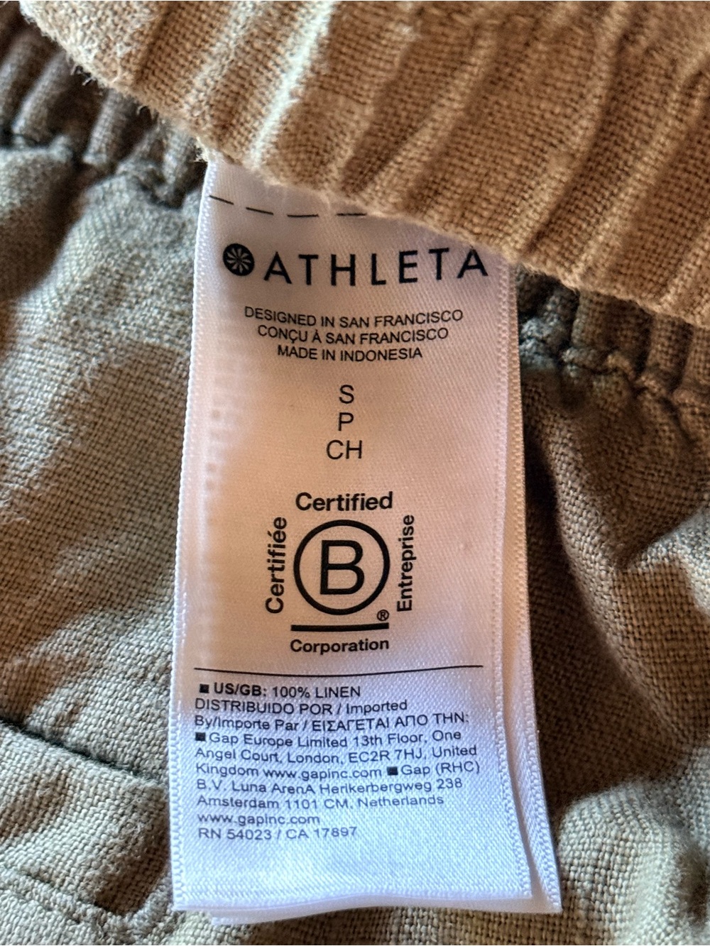 Athleta Olive Green Linen shorts. Size S. Zip pockets. Elastic waist/ tie. EUC - Picture 5 of 7